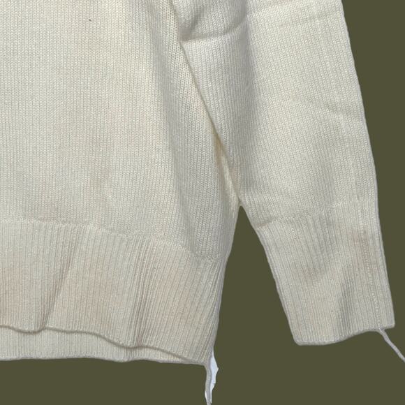 Sandrine Rose Wool Cashmere Blend Turtleneck Sweater Snow Women Medium NWT Braid - Picture 4 of 11